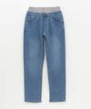 NAVY ストレッチデニムストレート ウエストリブパンツ キッズ
