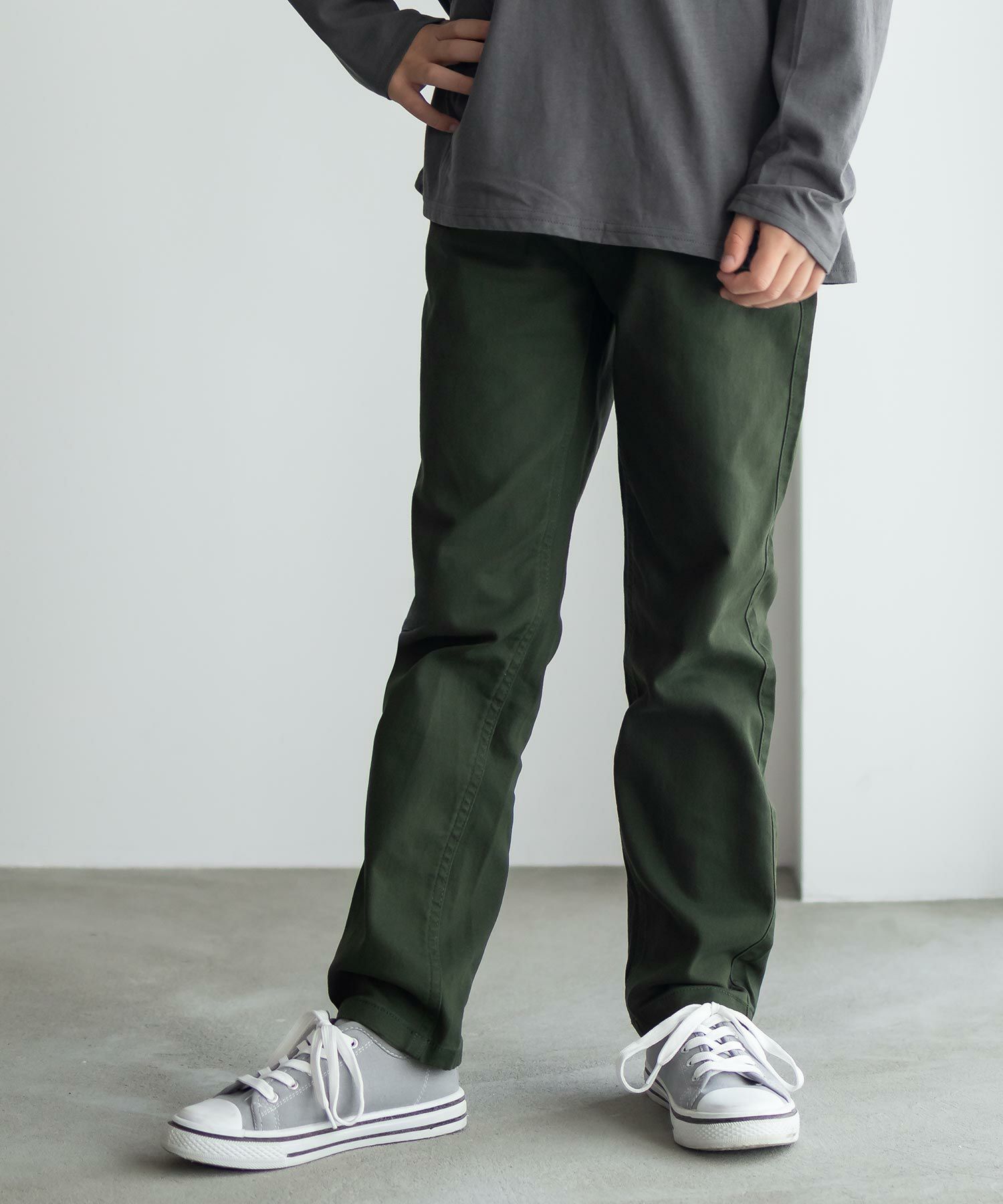 NAVY ストレッチツイルストレート ウエストリブパンツ キッズ