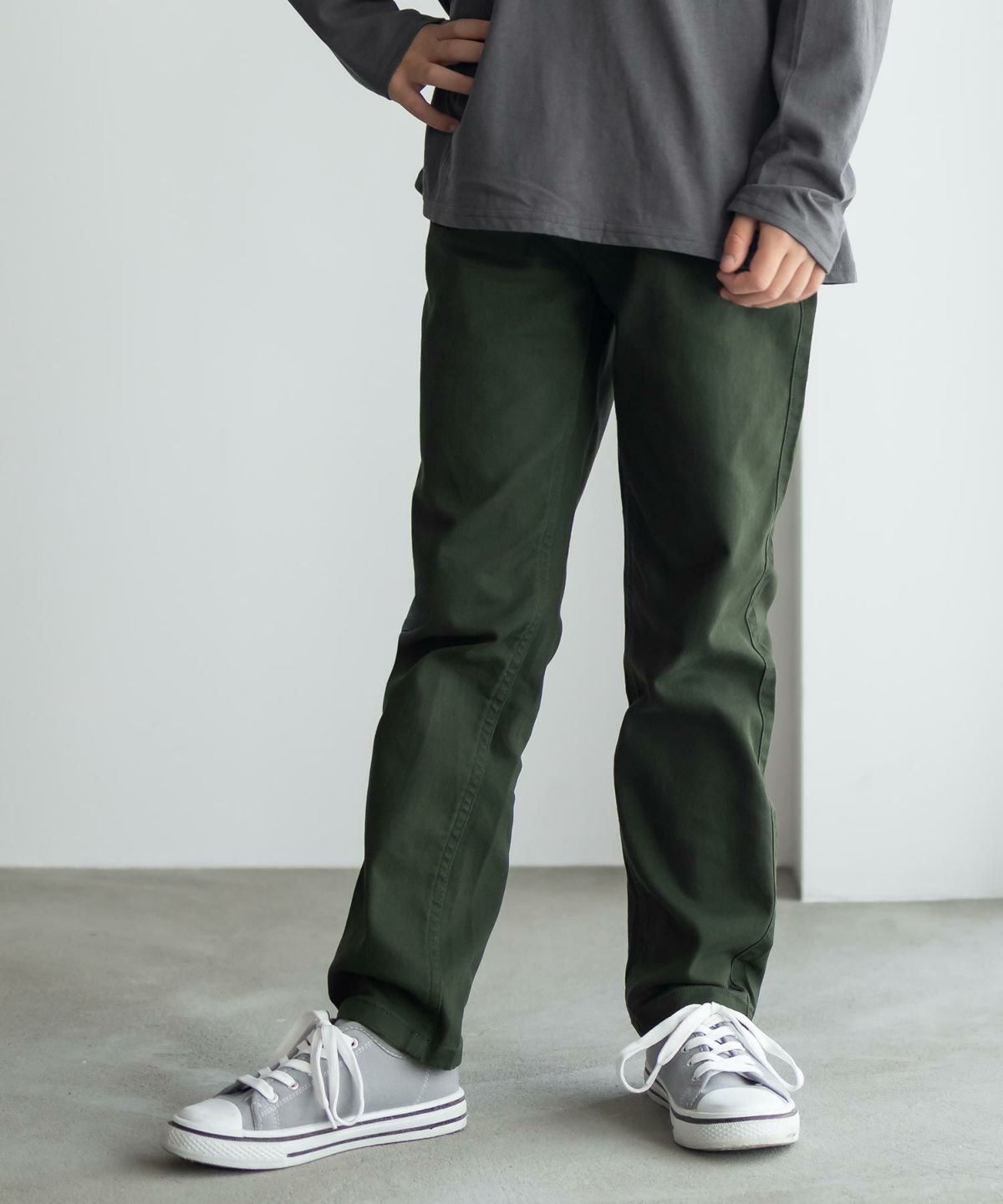 NAVY ストレッチツイルストレート ウエストリブパンツ キッズ