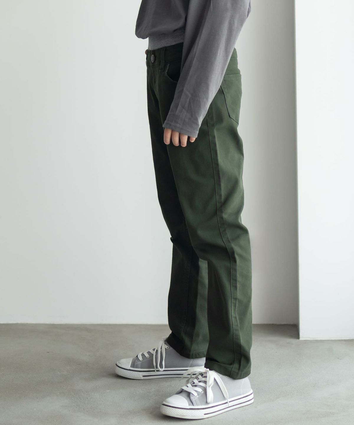 NAVY ストレッチツイルストレート ウエストリブパンツ キッズ