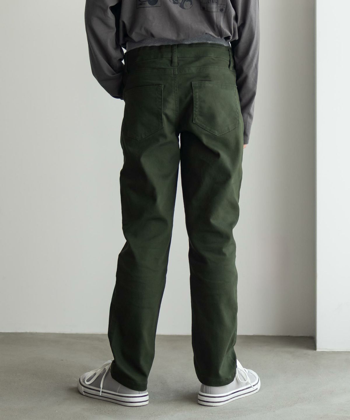 NAVY ストレッチツイルストレート ウエストリブパンツ キッズ