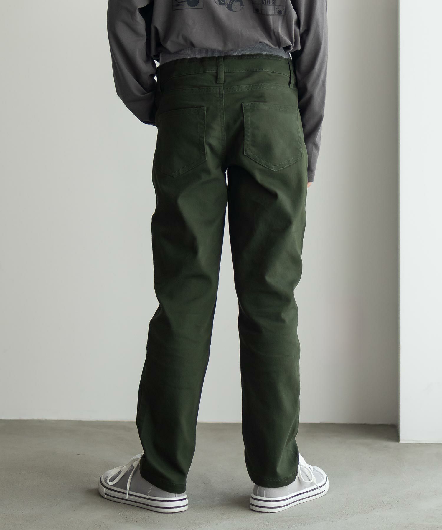 NAVY ストレッチツイルストレート ウエストリブパンツ キッズ