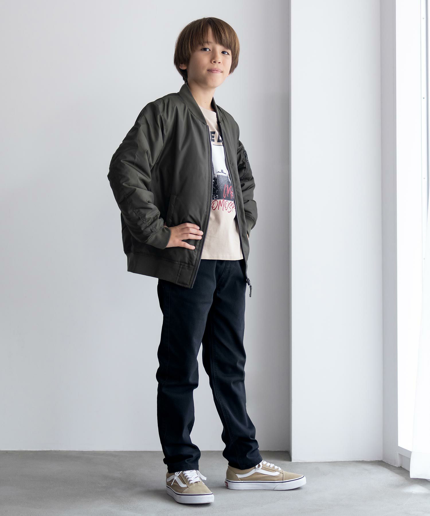 NAVY のびるモン ストレッチツイルストレートパンツ ウエストギャザーパンツ キッズ商品画像-7