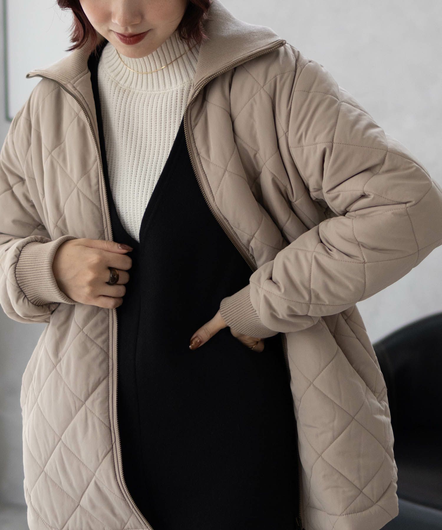 [最終さらに50%OFF]nAvy 裏フリース軽量キルトブルゾン レディース商品画像-1