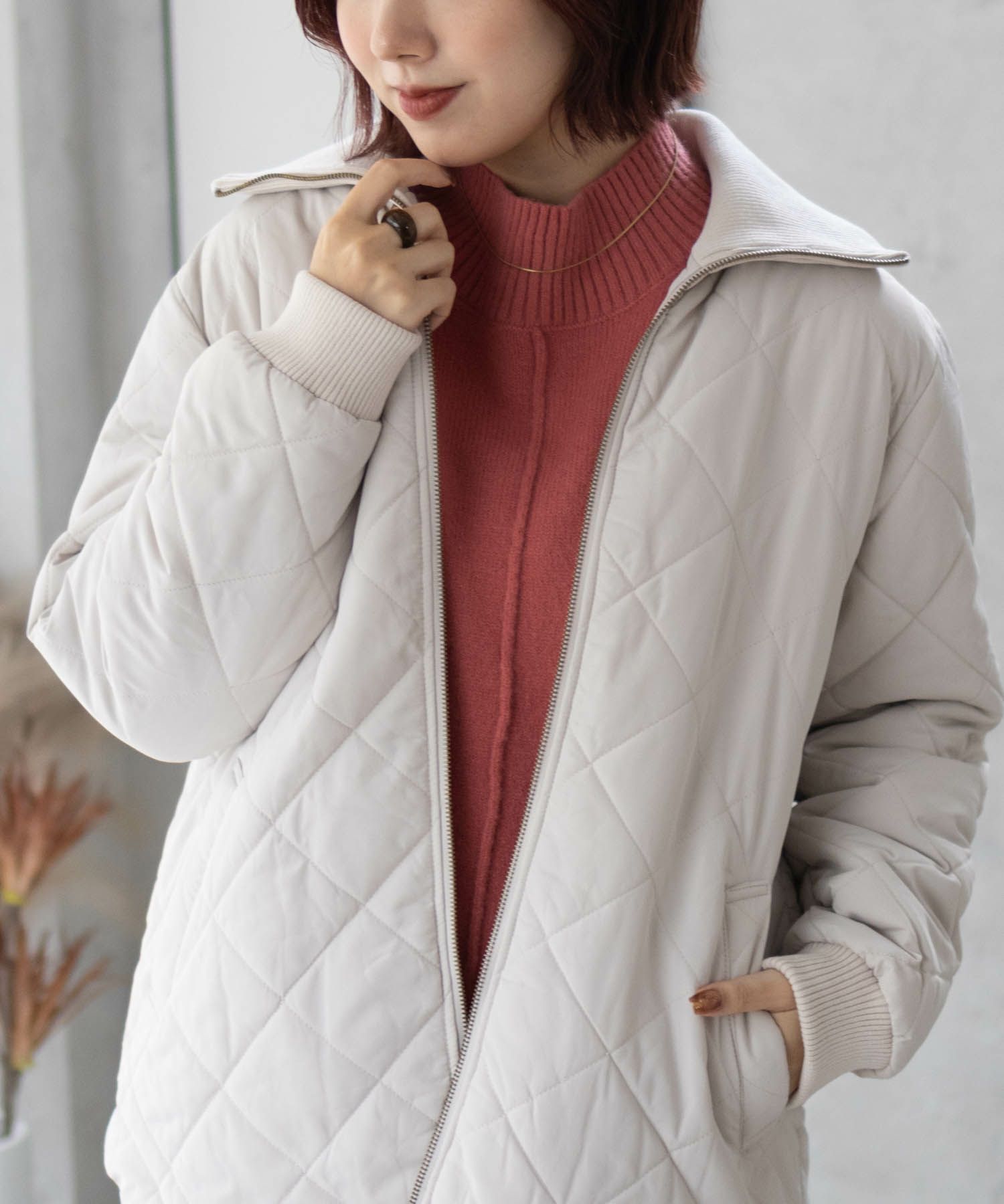 [最終さらに50%OFF]nAvy 裏フリース軽量キルトブルゾン レディース商品画像-2