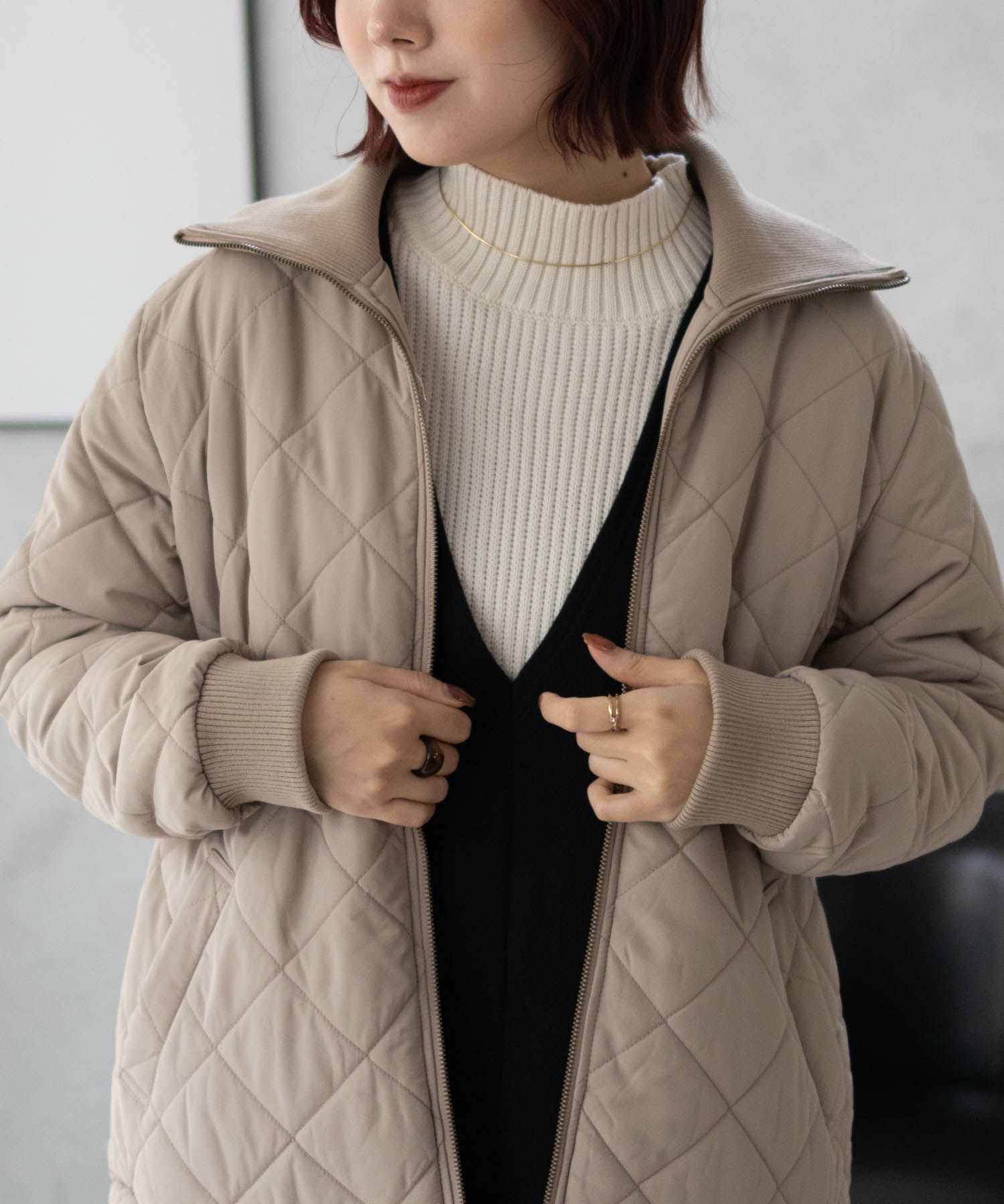 [最終さらに50%OFF]nAvy 裏フリース軽量キルトブルゾン レディース商品画像-4