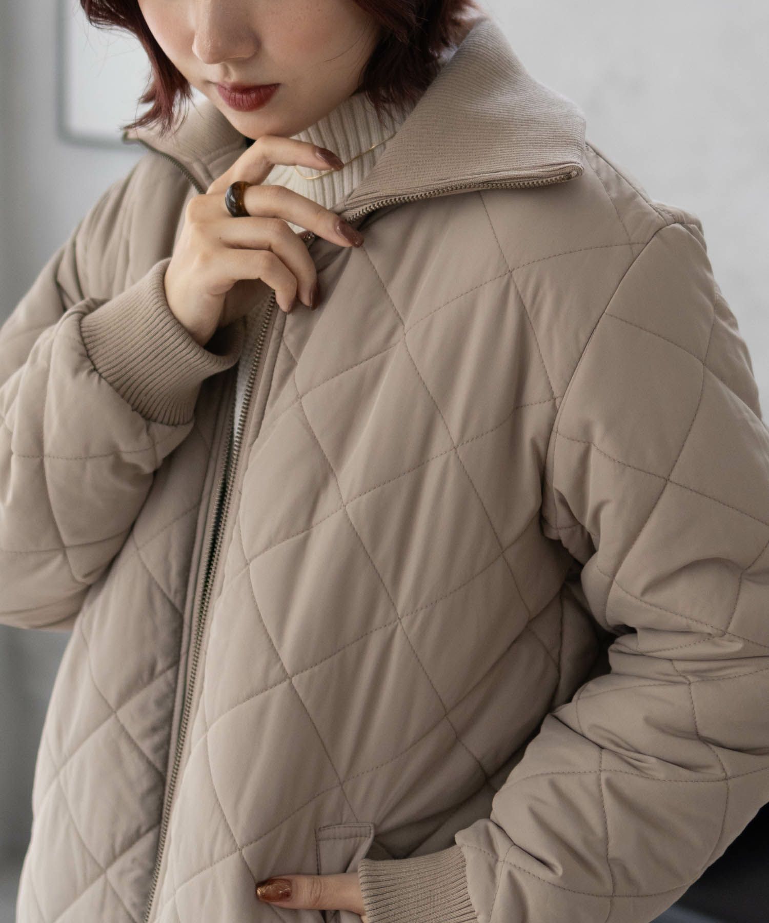 [最終さらに50%OFF]nAvy 裏フリース軽量キルトブルゾン レディース商品画像-5
