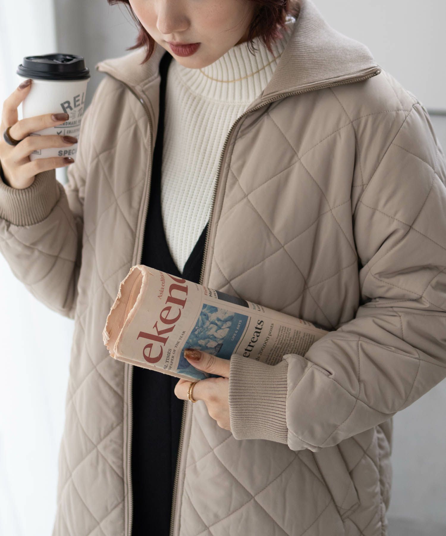 [最終さらに50%OFF]nAvy 裏フリース軽量キルトブルゾン レディース商品画像-6