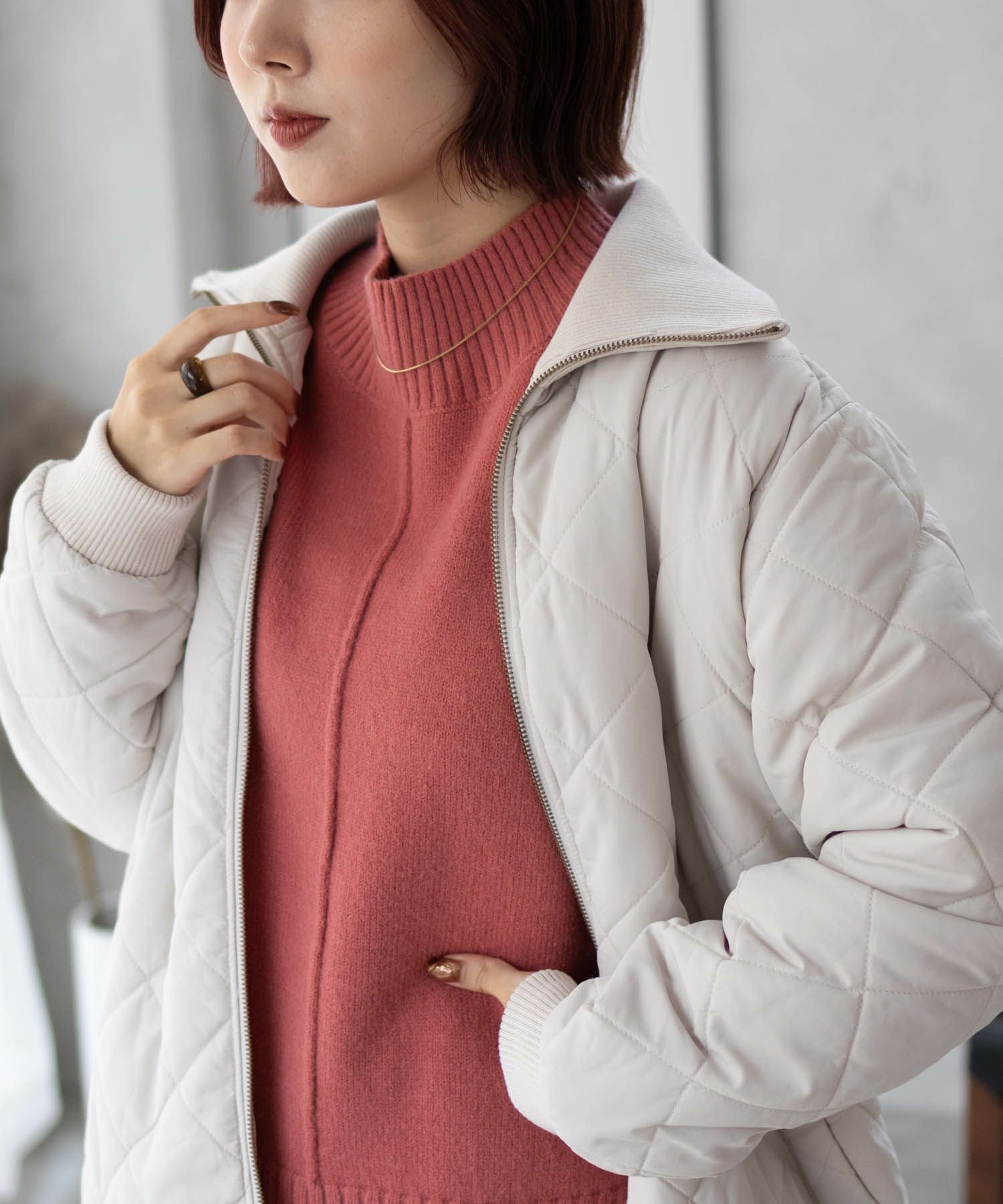 nAvy 裏フリース軽量キルトブルゾン レディース商品画像-11