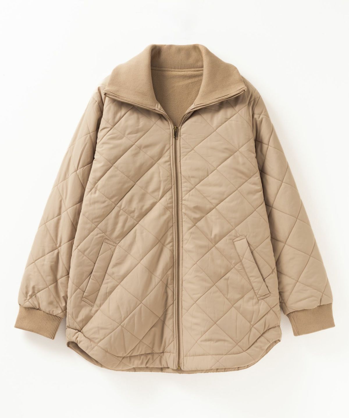 NAVY 裏フリース軽量キルトブルゾン レディース