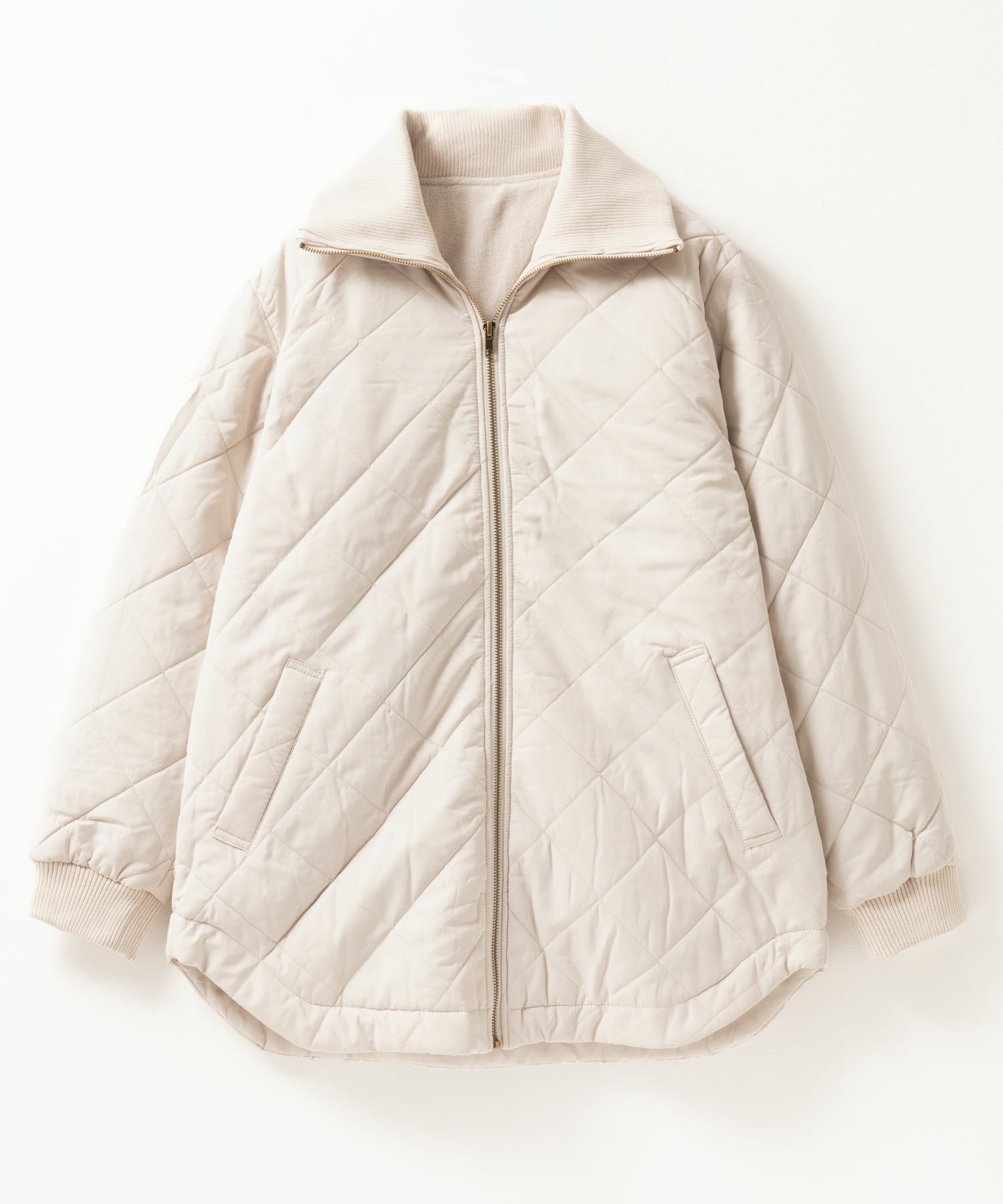 NAVY 裏フリース軽量キルトブルゾン レディース