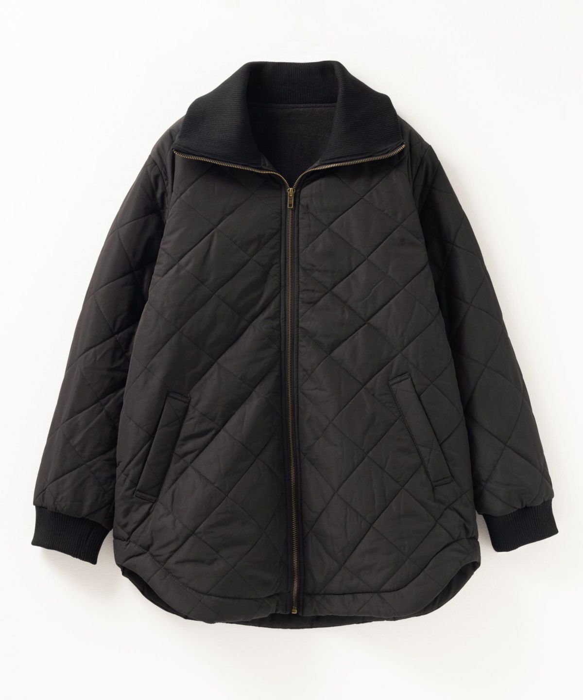 NAVY 裏フリース軽量キルトブルゾン レディース