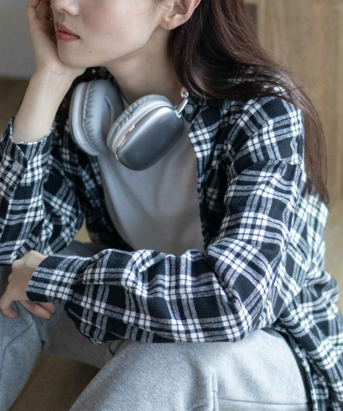 NAVY チェックオーバーシャツ レディース