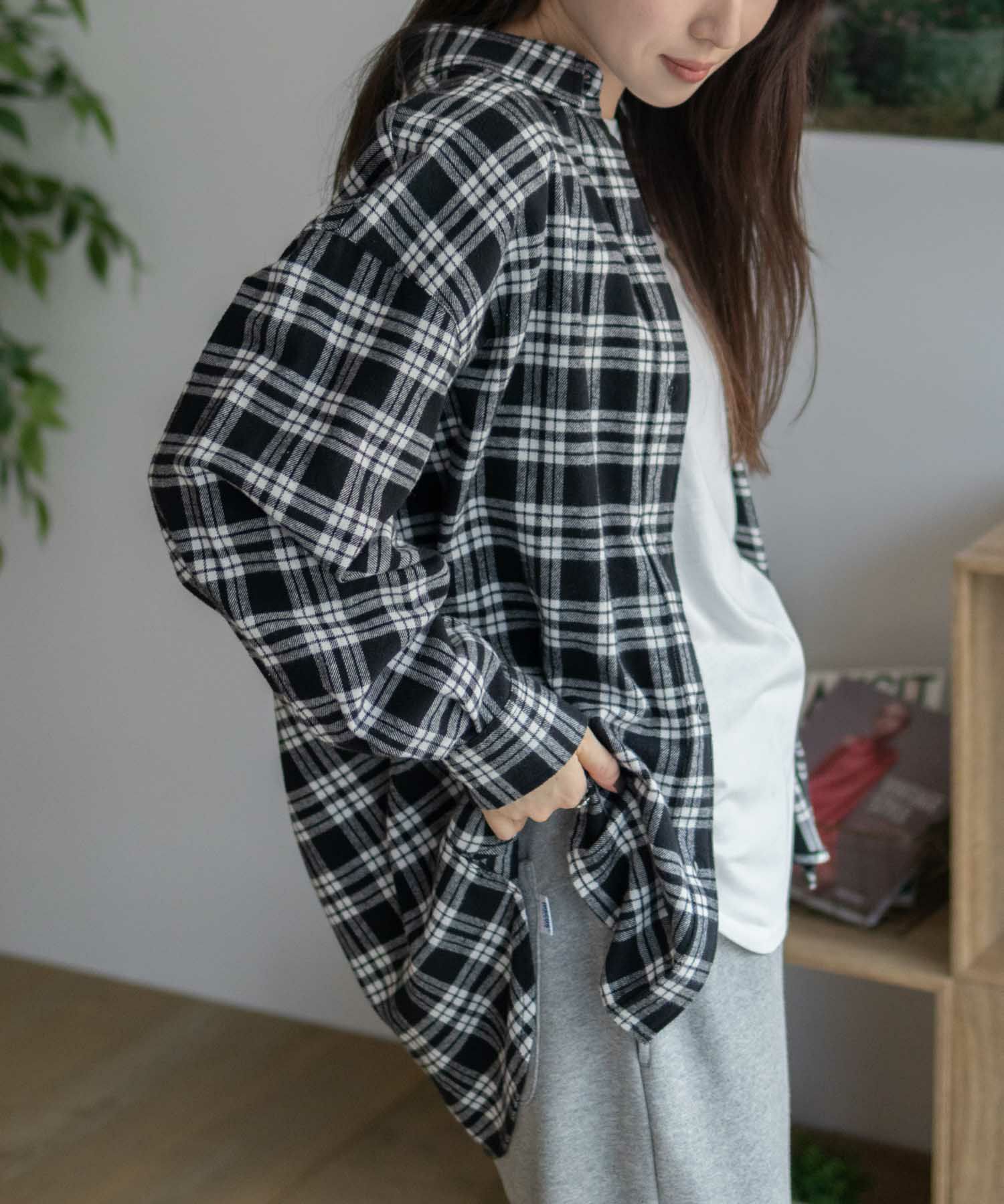 NAVY チェックオーバーシャツ レディース