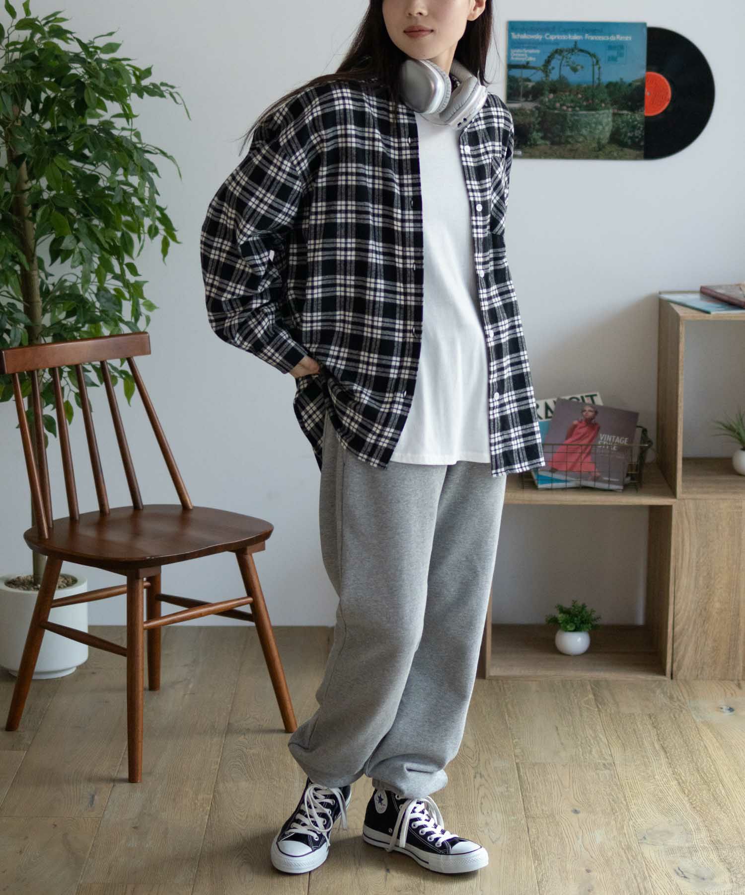 NAVY チェックオーバーシャツ レディース