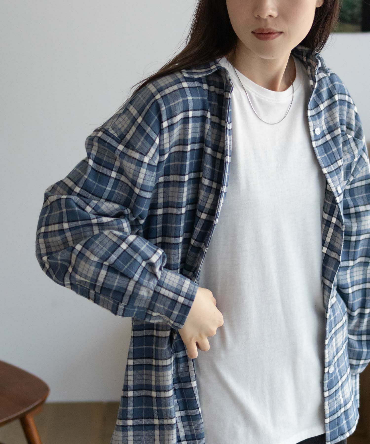 NAVY チェックオーバーシャツ レディース