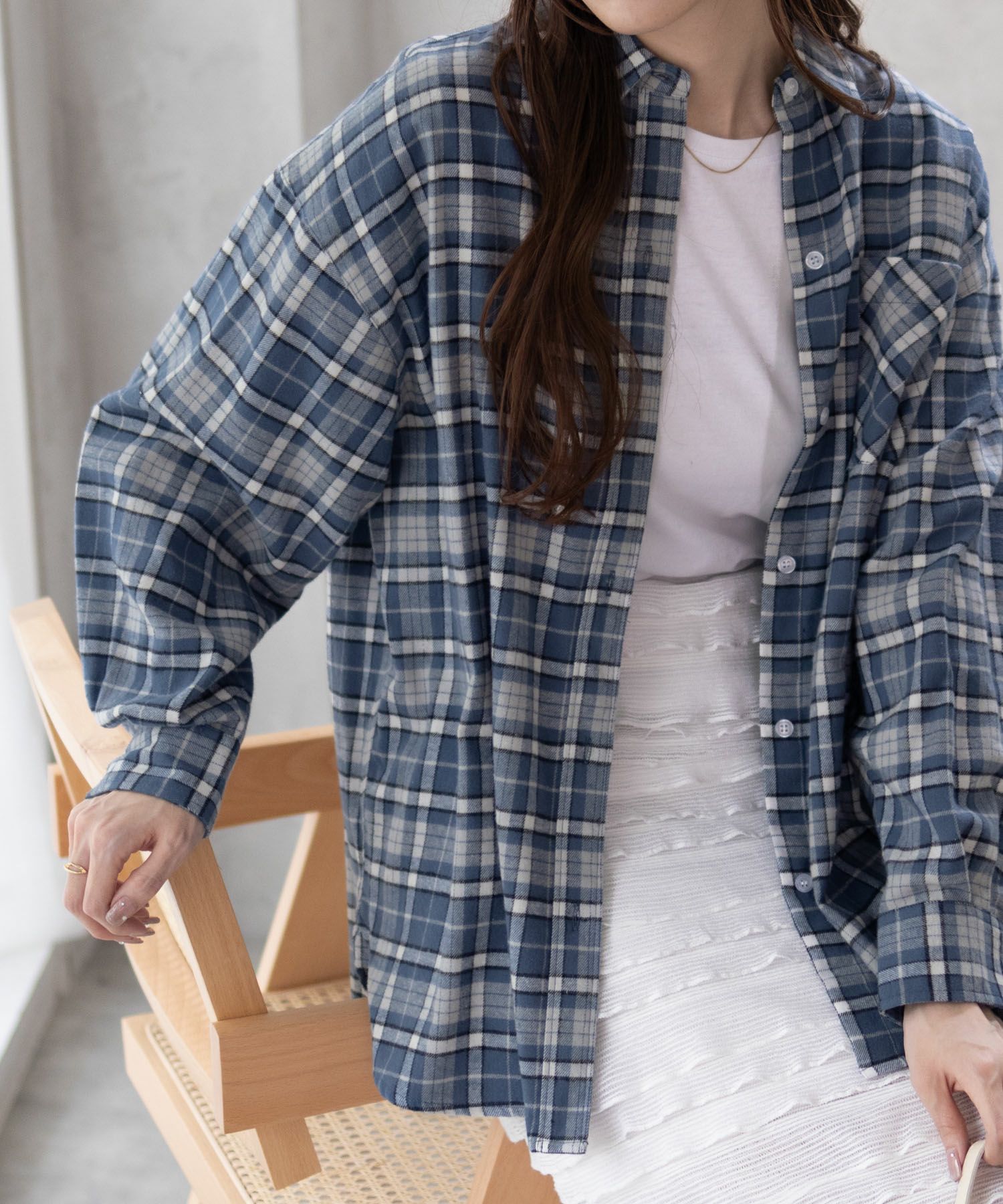NAVY チェックオーバーシャツ レディース