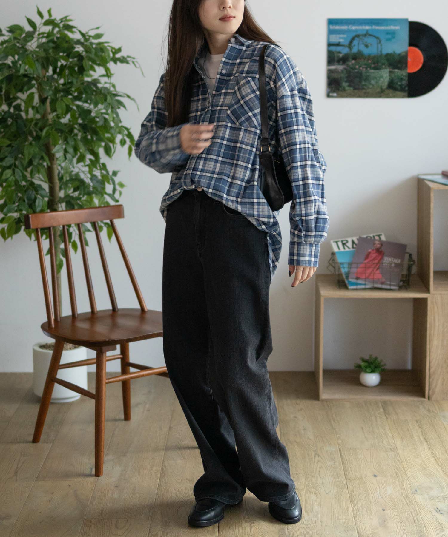 NAVY チェックオーバーシャツ レディース