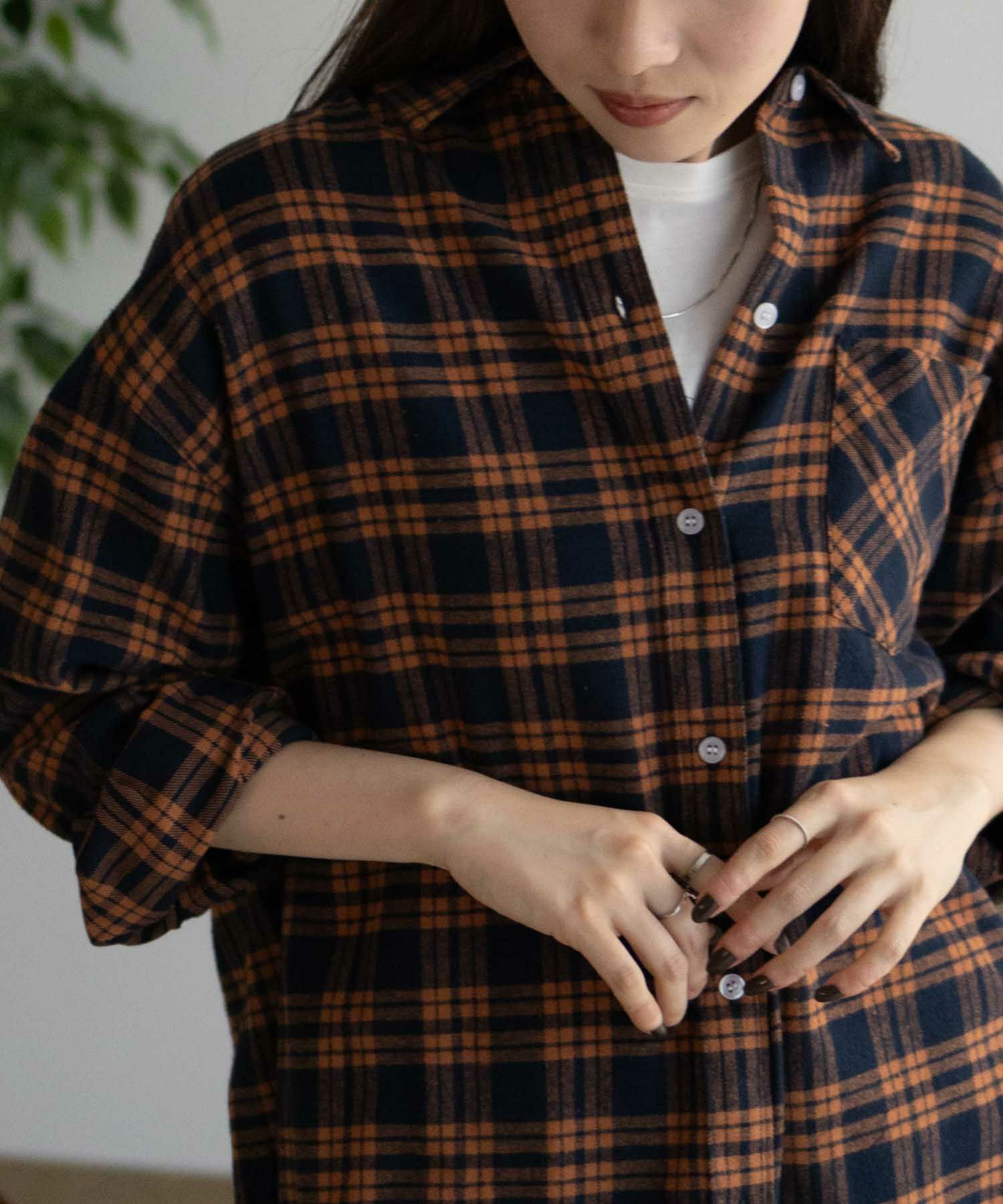 NAVY チェックオーバーシャツ レディース
