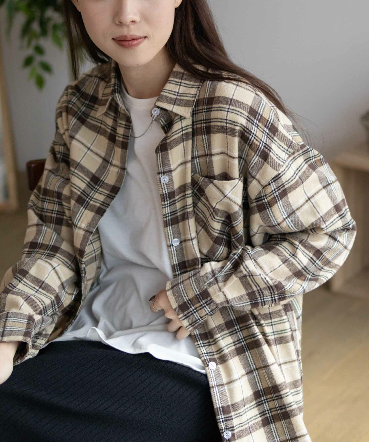 NAVY チェックオーバーシャツ レディース