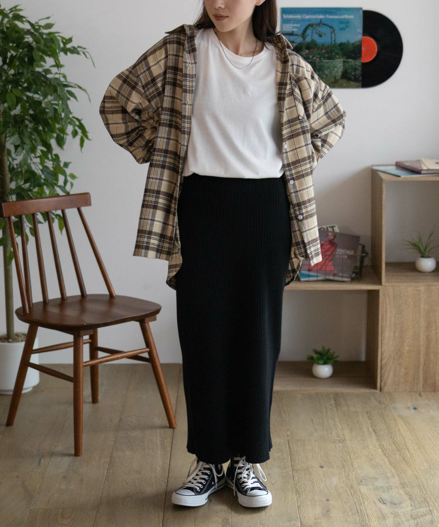 NAVY チェックオーバーシャツ レディース