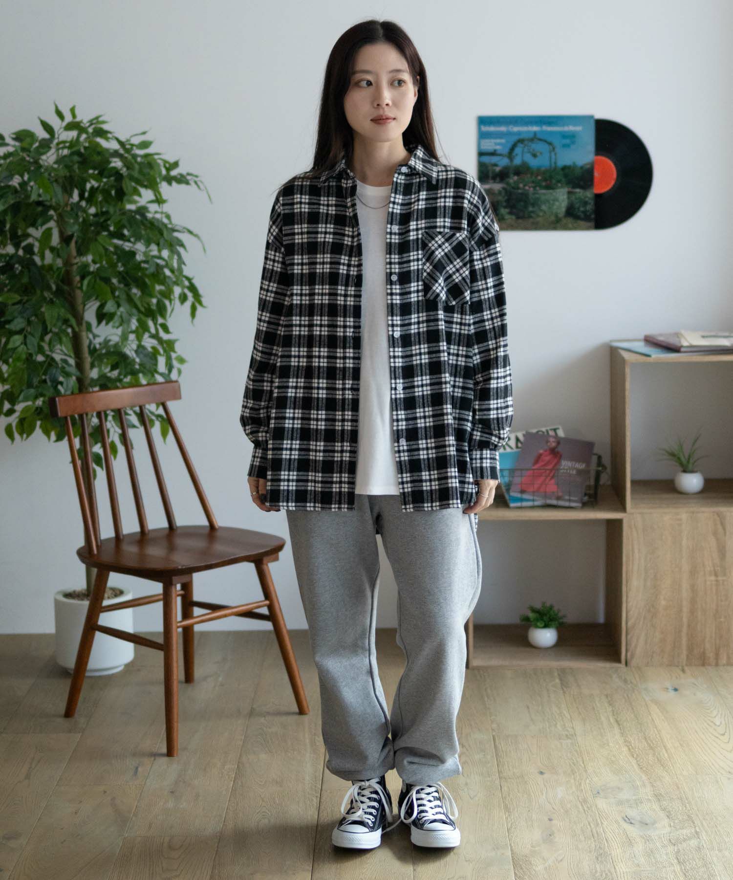 NAVY チェックオーバーシャツ レディース