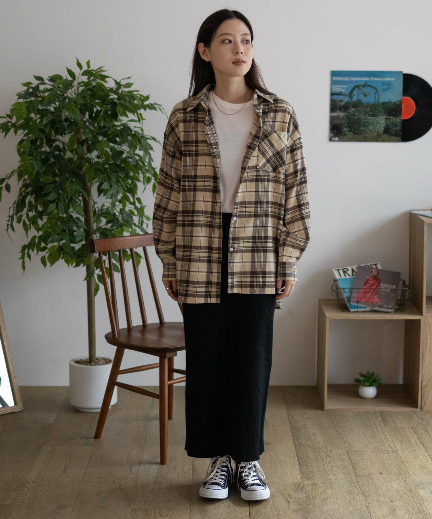 NAVY チェックオーバーシャツ レディース