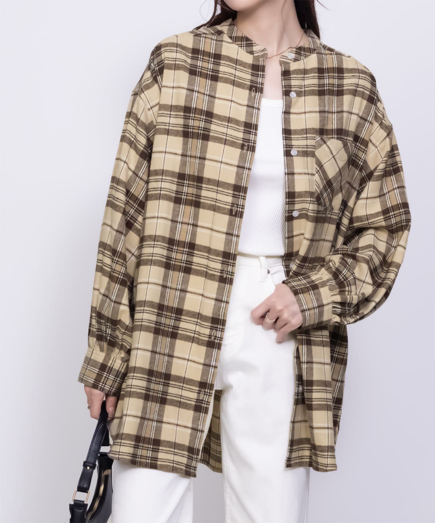 NAVY ルーズチェックチュニック レディース
