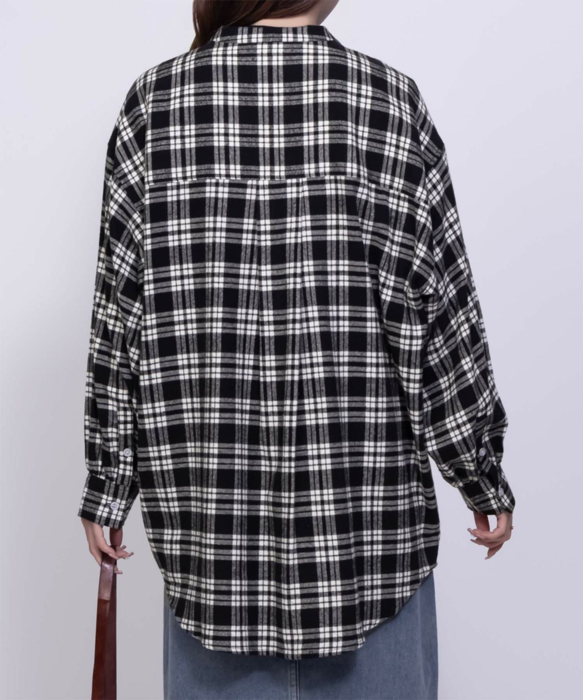 NAVY ルーズチェックチュニック レディース