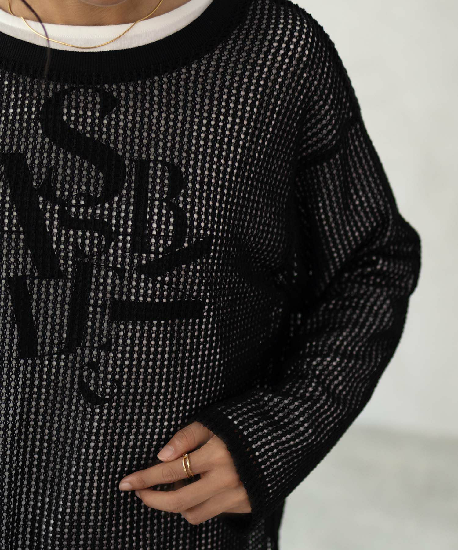 nAvy 透かしメッシュ＋長袖Tシャツ セットアンサンブル レディース商品サムネイル-4