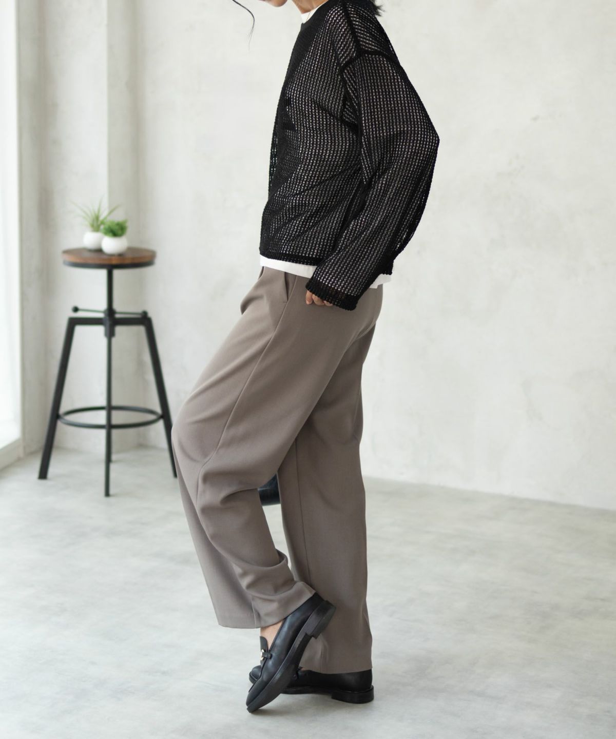 NAVY 透かしメッシュ＋長袖Tシャツ セットアンサンブル レディース