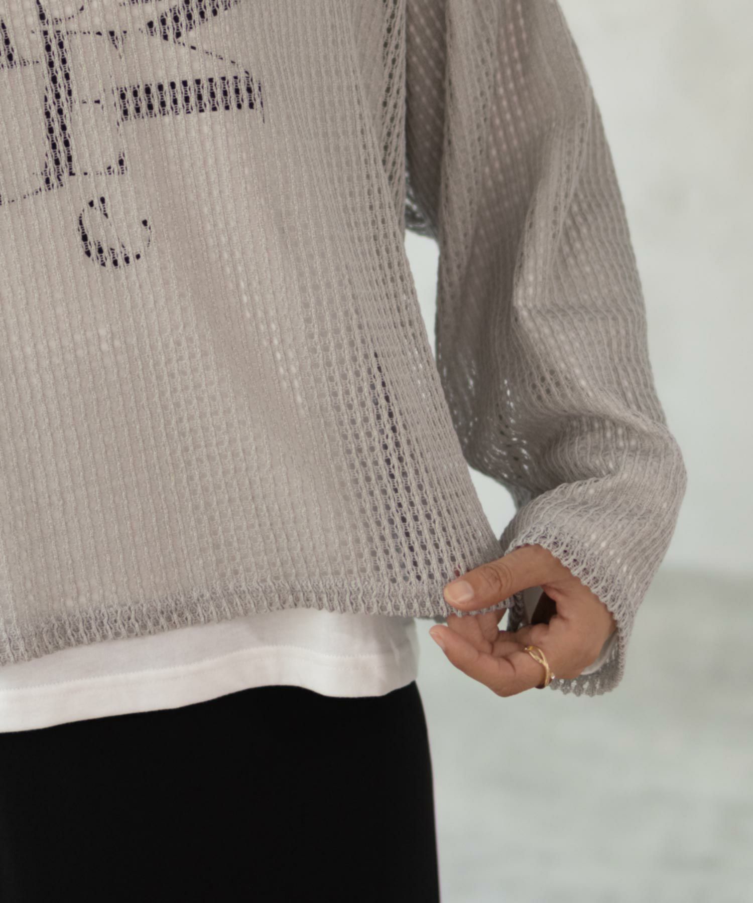NAVY 透かしメッシュ＋長袖Tシャツ セットアンサンブル レディース