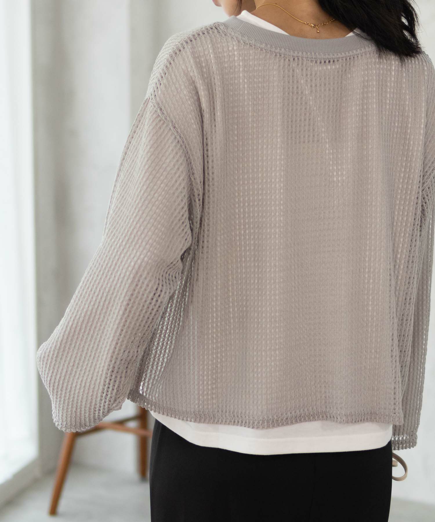 NAVY 透かしメッシュ＋長袖Tシャツ セットアンサンブル レディース