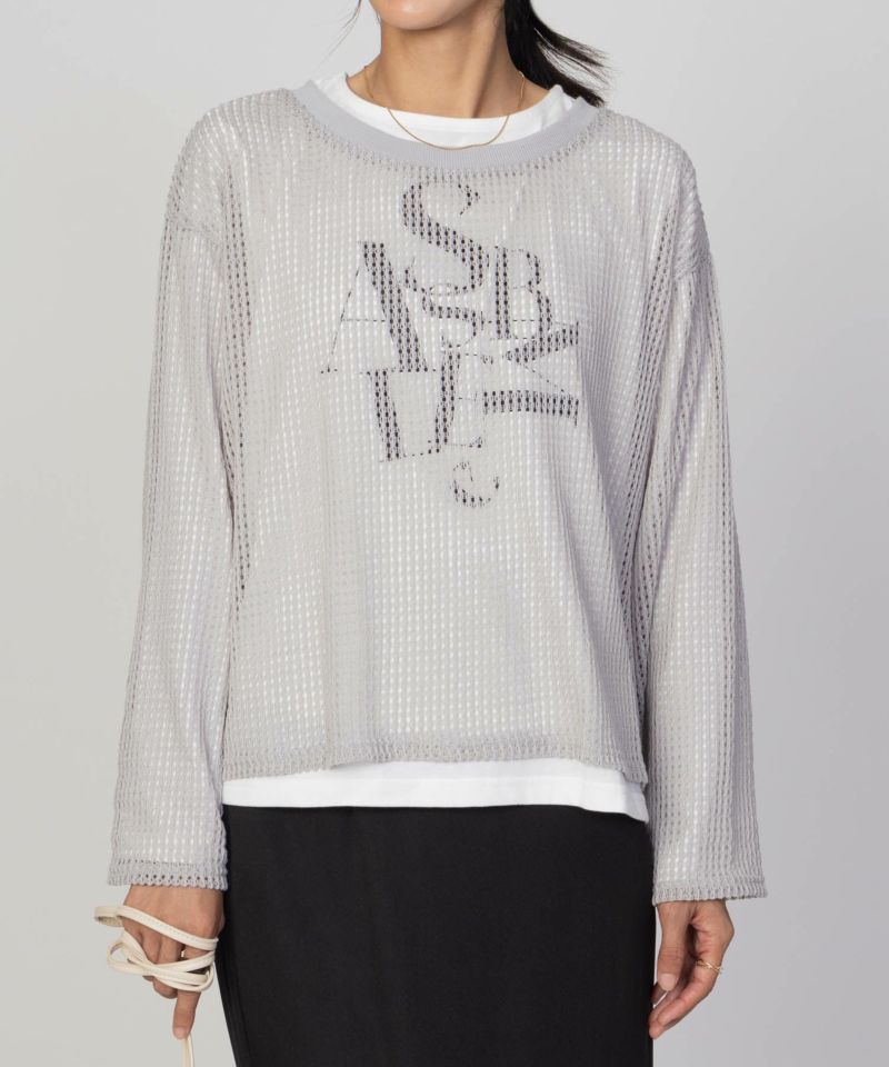 nAvy 透かしメッシュ＋長袖Tシャツ セットアンサンブル レディース商品画像-14