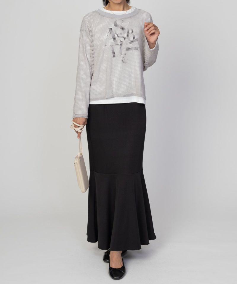 nAvy 透かしメッシュ＋長袖Tシャツ セットアンサンブル レディース商品画像-16