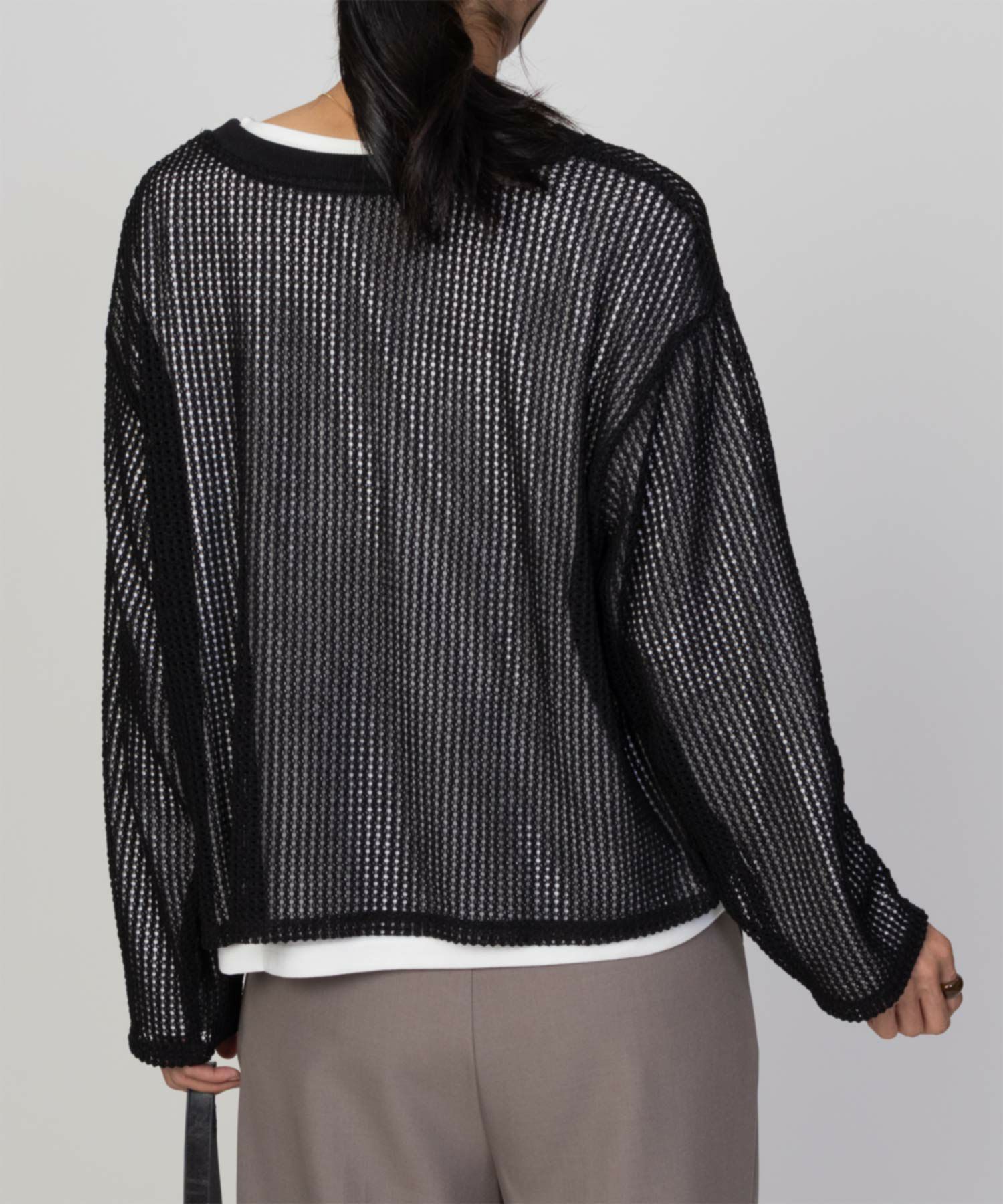 NAVY 透かしメッシュ＋長袖Tシャツ セットアンサンブル レディース