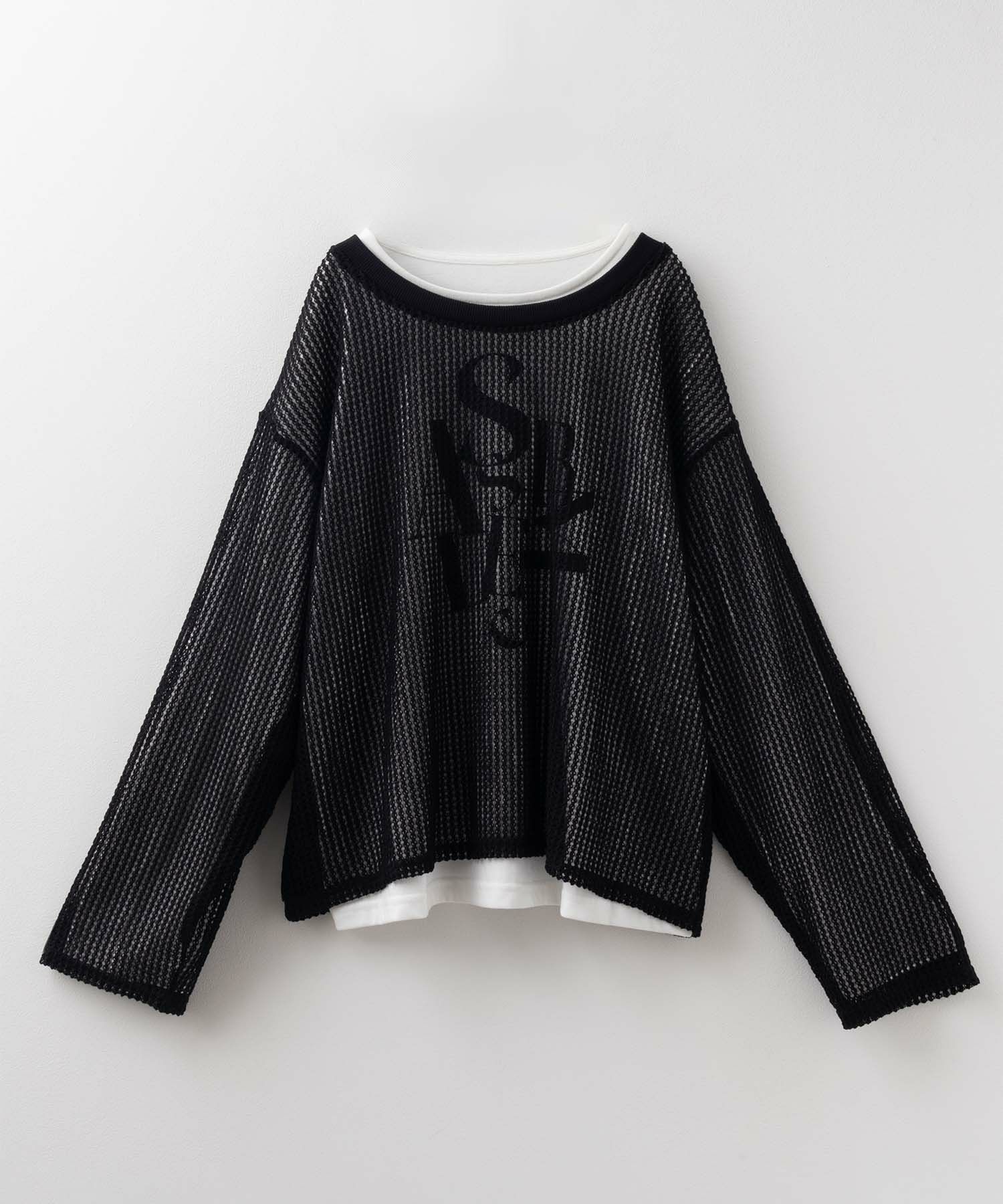 NAVY 透かしメッシュ＋長袖Tシャツ セットアンサンブル レディース