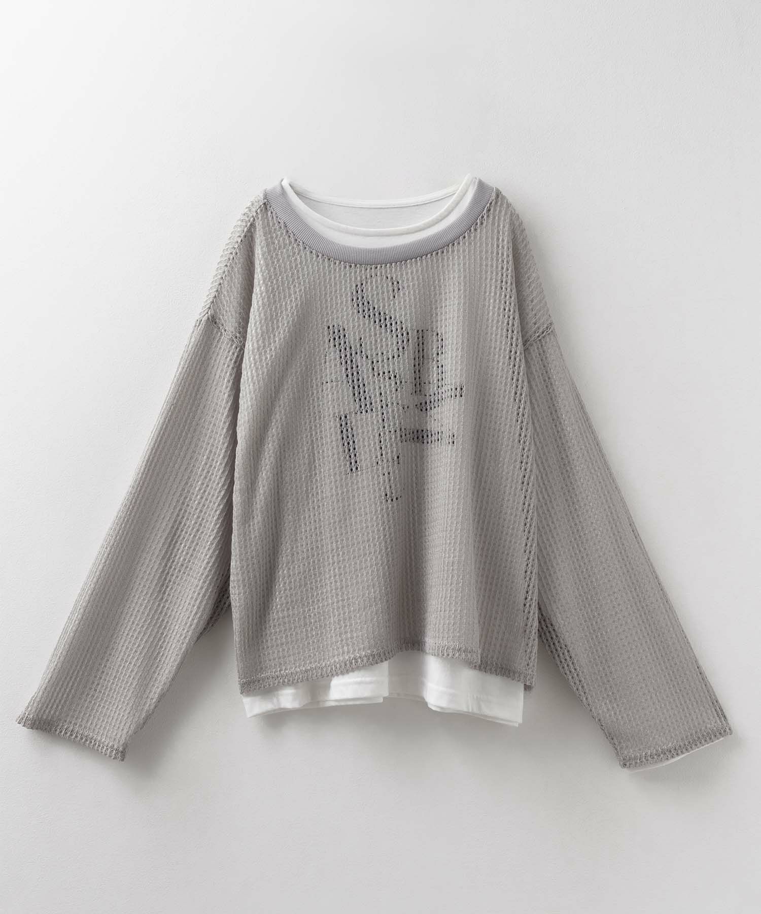 NAVY 透かしメッシュ＋長袖Tシャツ セットアンサンブル レディース
