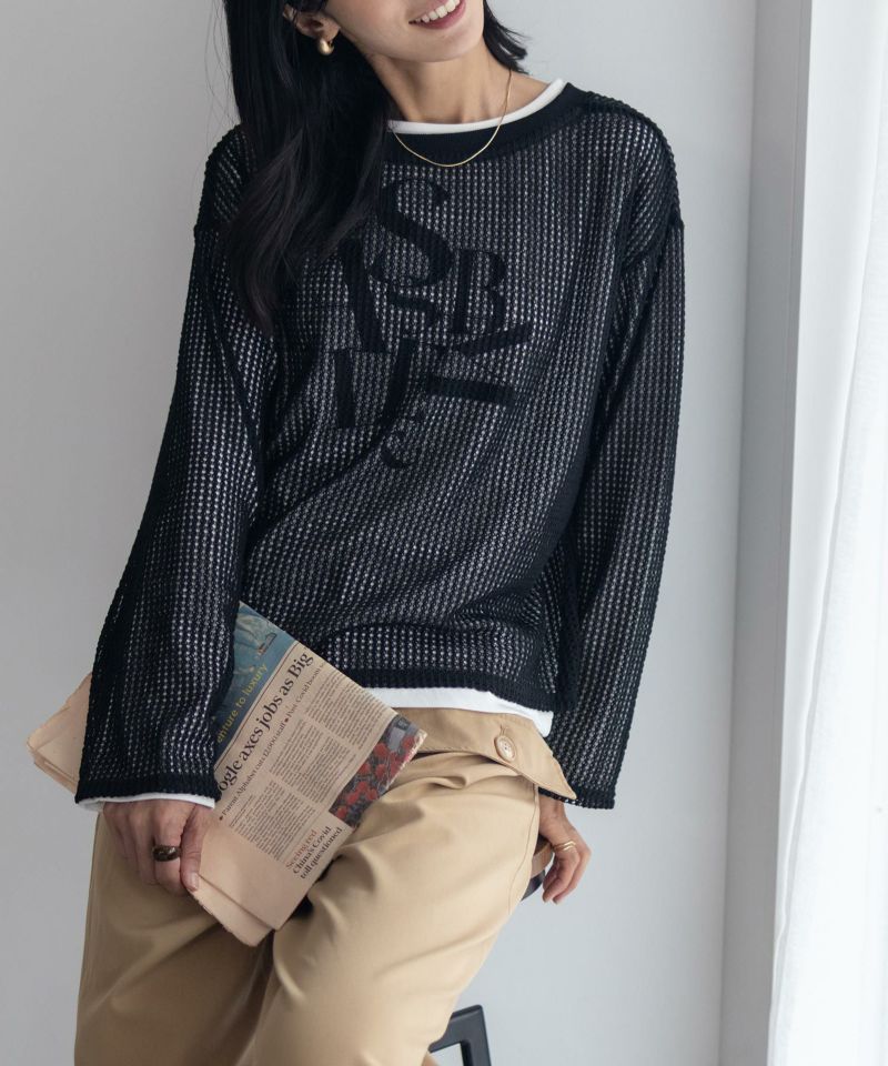 nAvy 透かしメッシュ＋長袖Tシャツ セットアンサンブル レディース商品画像-32