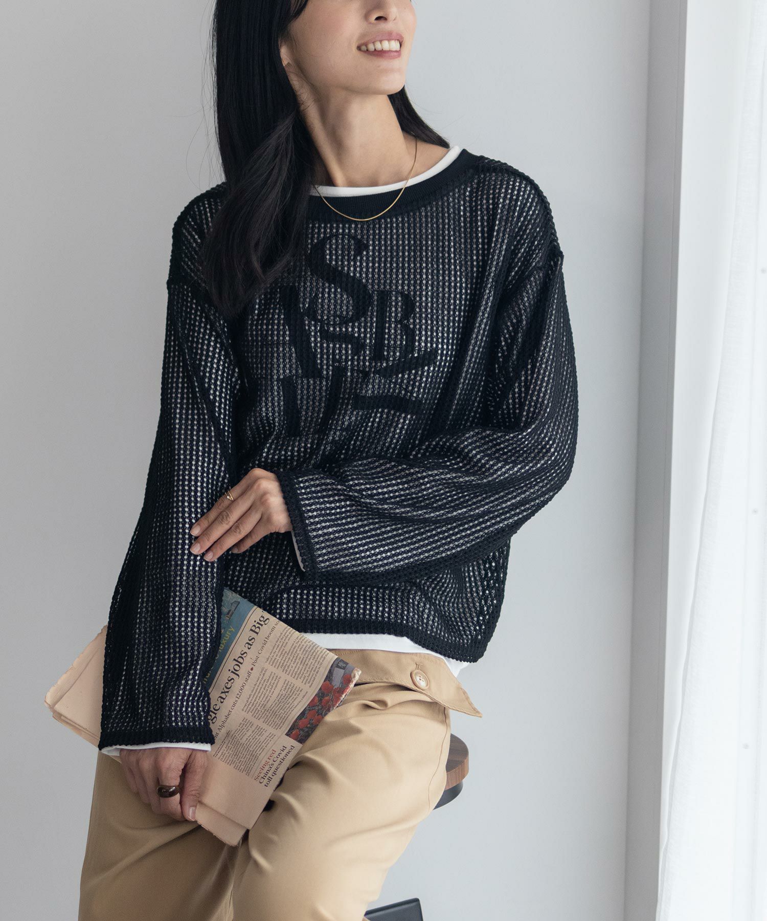 nAvy 透かしメッシュ+長袖Tシャツ セットアンサンブル レディース商品サムネイル-33