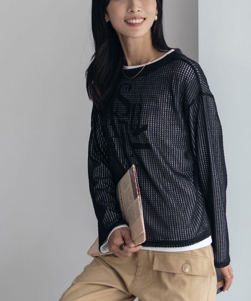 nAvy 透かしメッシュ＋長袖Tシャツ セットアンサンブル レディース商品画像-34