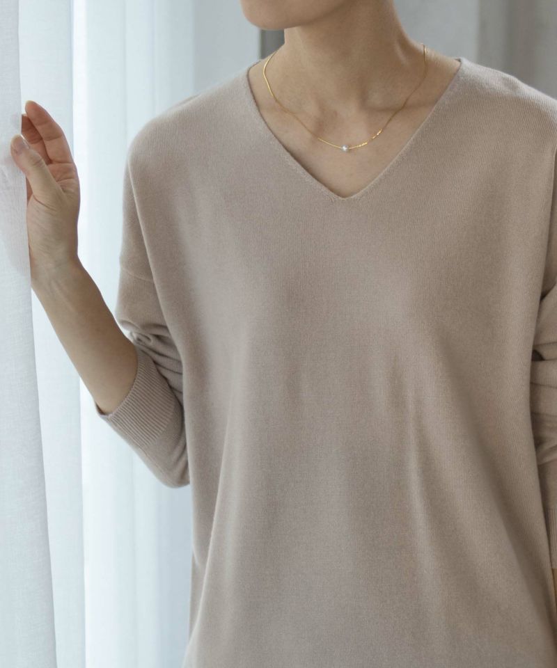 NAVY  カシミヤタッチニット Vネック レディース商品画像-5