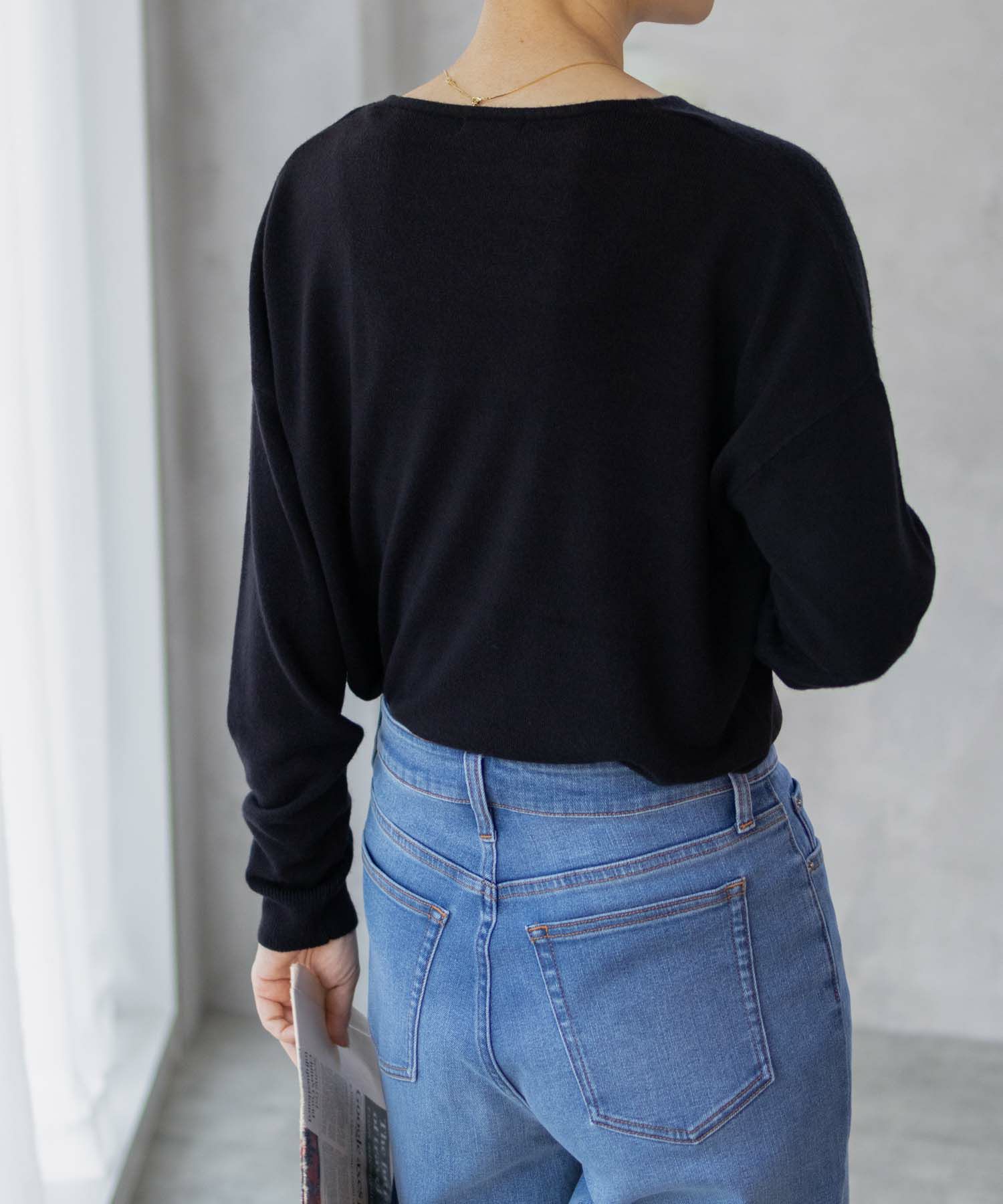 NAVY  カシミヤタッチニット Vネック レディース商品画像-11