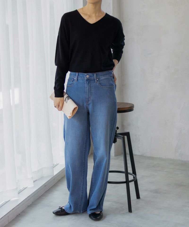 NAVY  カシミヤタッチニット Vネック レディース商品画像-12