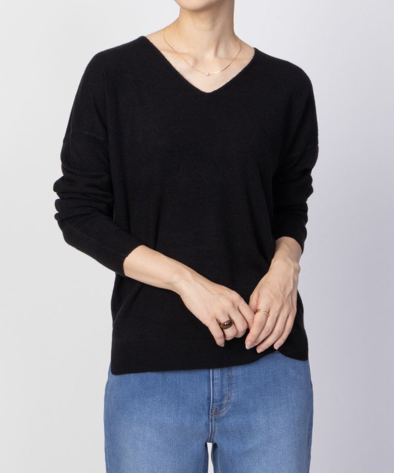 NAVY  カシミヤタッチニット Vネック レディース商品画像-13