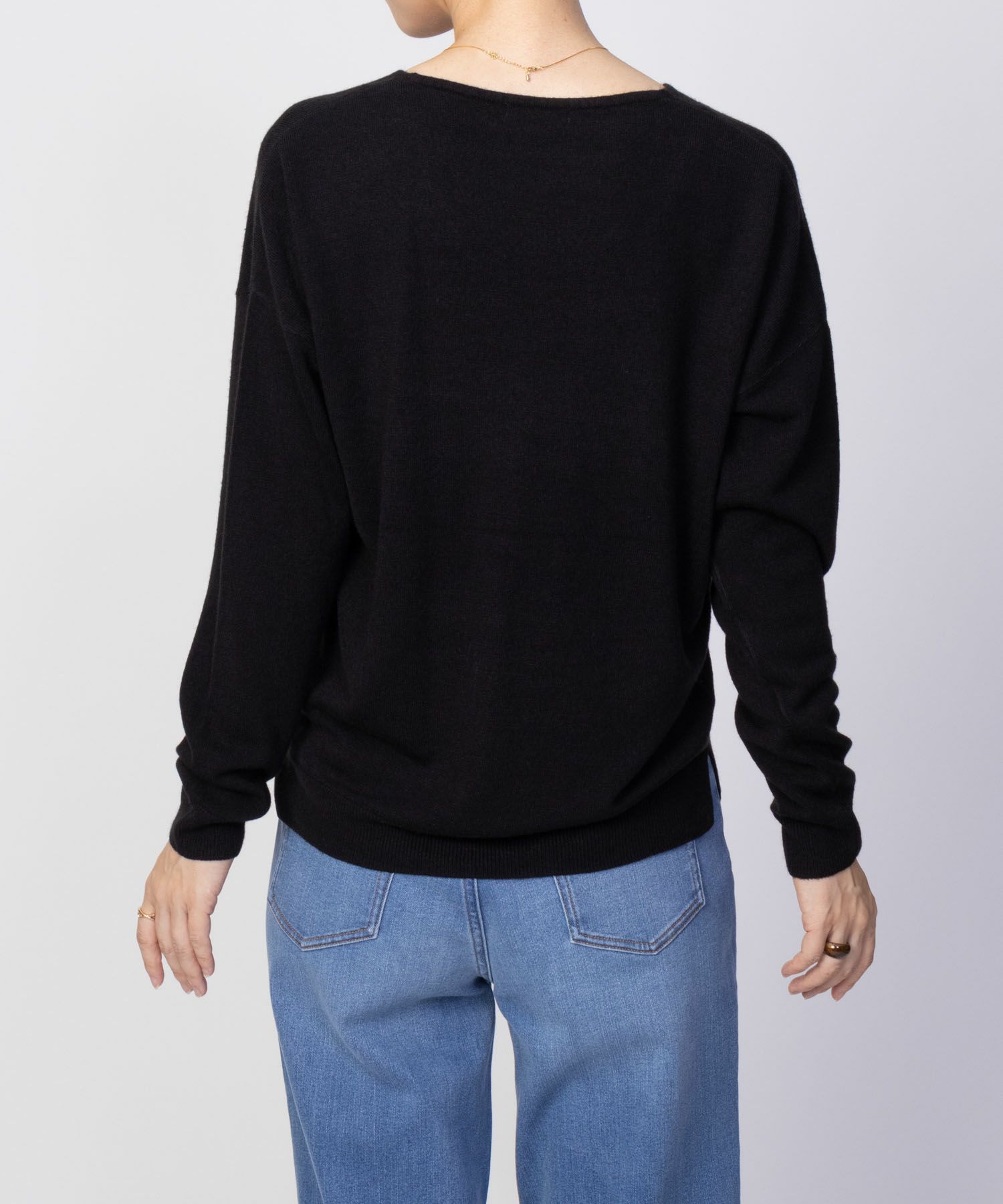 NAVY  カシミヤタッチニット Vネック レディース商品画像-15