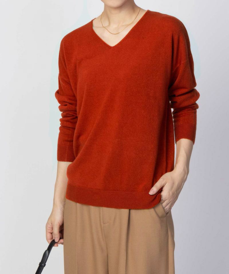 NAVY  カシミヤタッチニット Vネック レディース商品画像-19