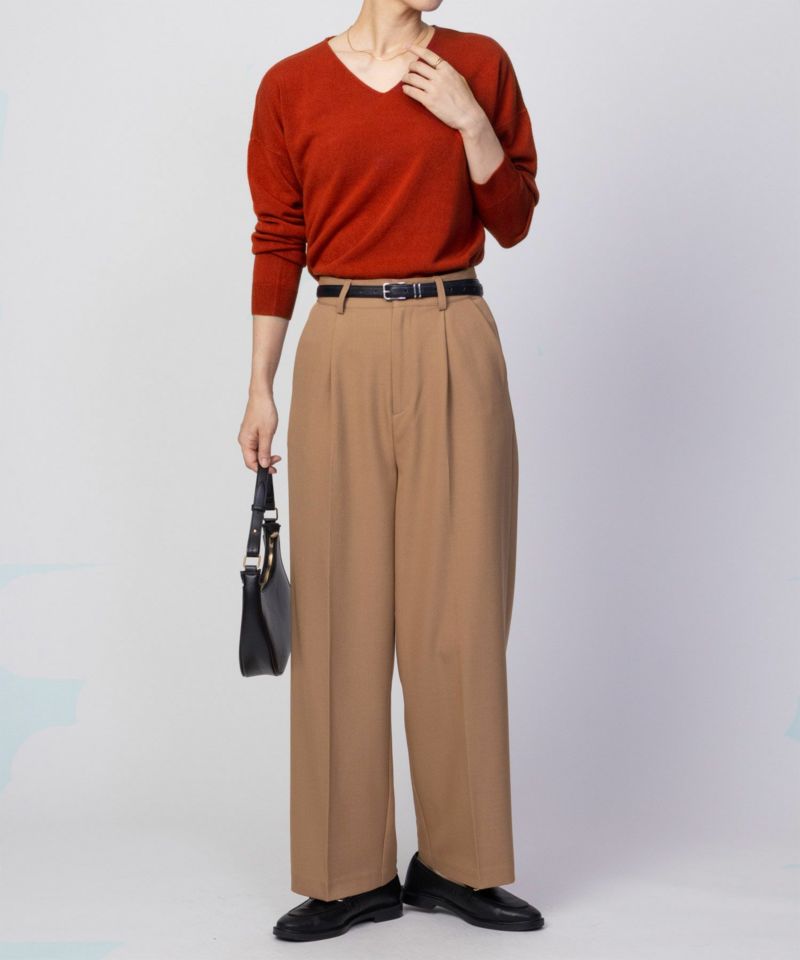 NAVY  カシミヤタッチニット Vネック レディース商品画像-20