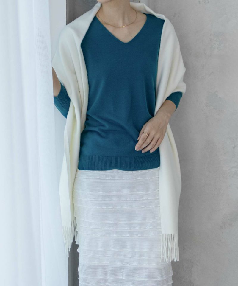 NAVY  カシミヤタッチニット Vネック レディース商品画像-22