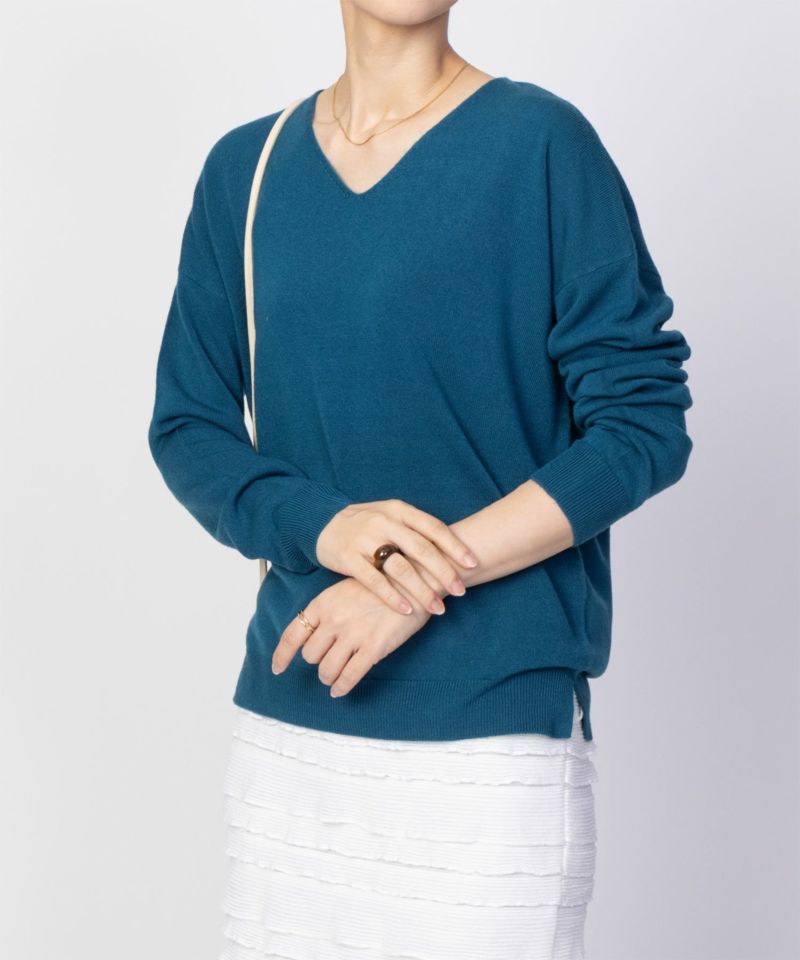 NAVY  カシミヤタッチニット Vネック レディース商品画像-23